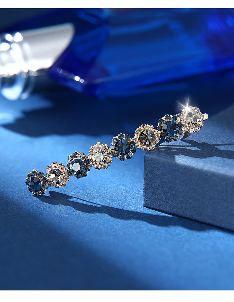 张太太优雅水钻发夹女轻奢边夹一字夹刘海夹子发饰弹簧夹发卡头饰品主