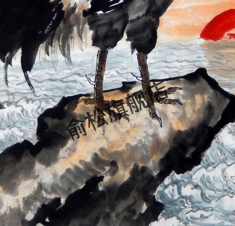 金鸡报晓挂画纯手绘大公鸡雄鸡图金鸡报晓国画花鸟水墨画斗方玄关走廊