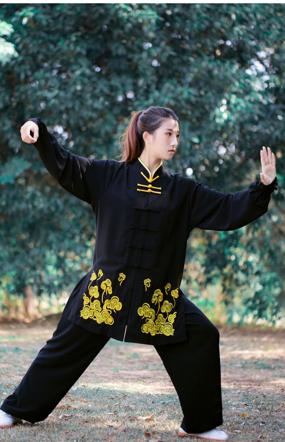 山人运动太极服春夏秋争风华刺绣女装表演太极拳练功服装男高端春秋