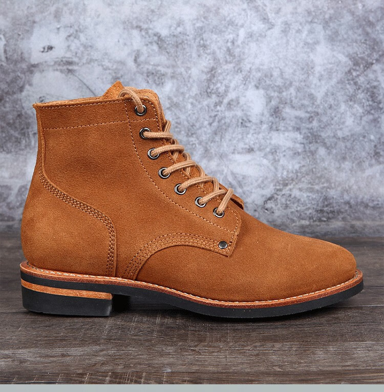 固特异手工翻毛大逃亡靴 高帮工装靴m43作战靴户外休闲皮鞋男品质定制