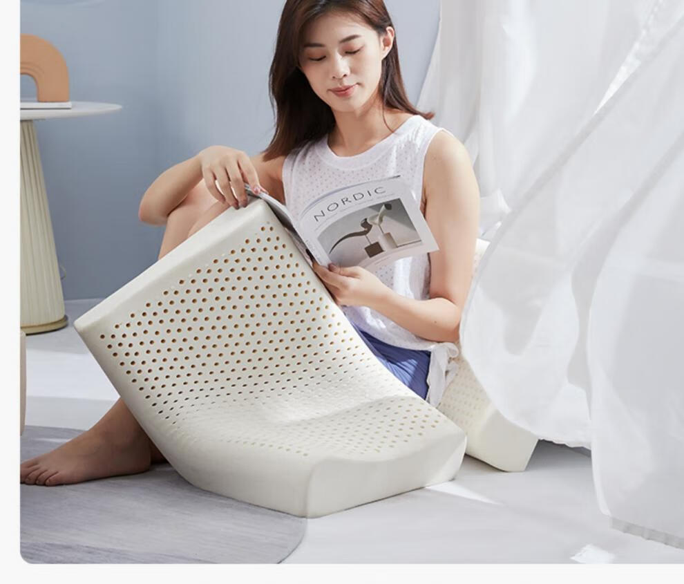 小米乳胶枕8h泰国天然乳胶枕成人护颈枕单人橡胶枕芯枕头小米家用单支