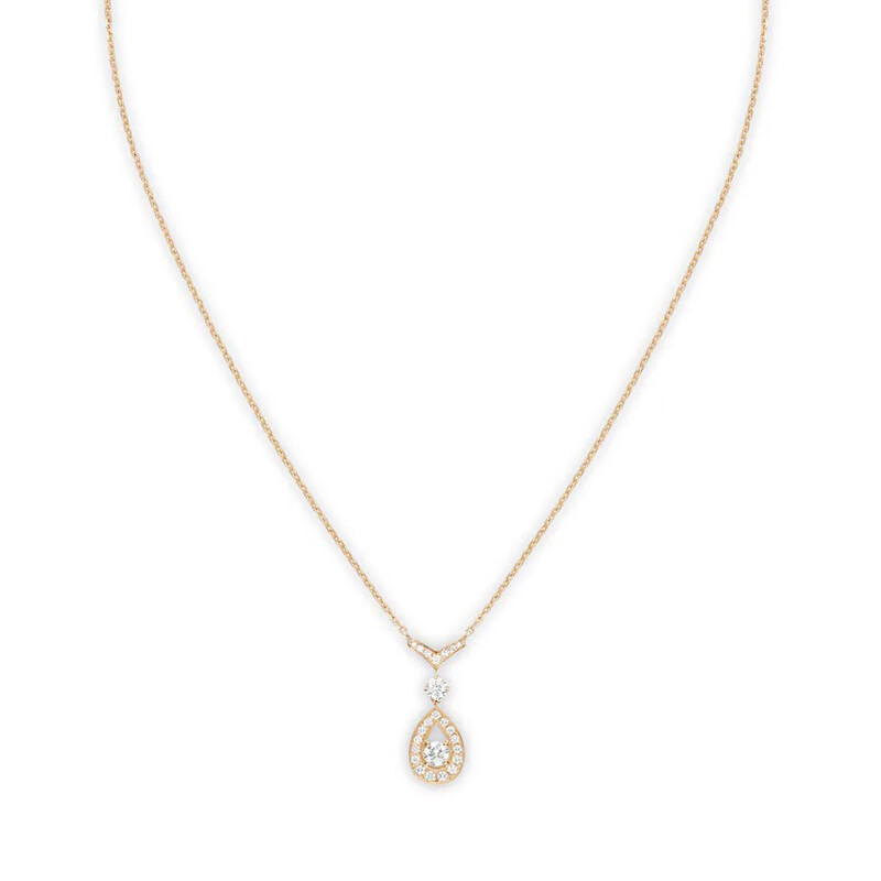 买手代购chaumet尚美巴黎项链女士18k金玫瑰金吊坠切割钻石项链玫瑰