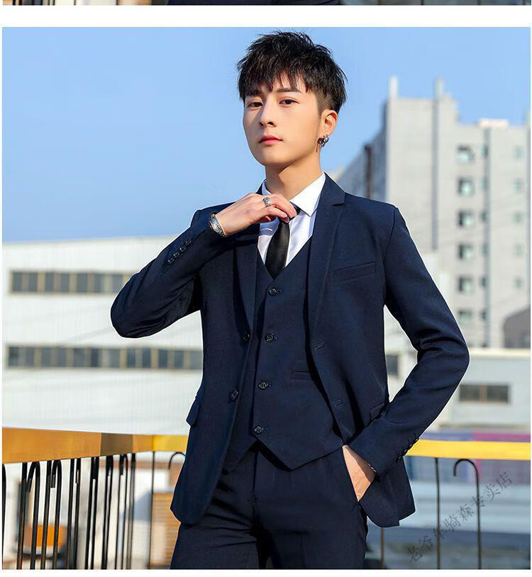 冬季十八岁成人礼西装男西服西裤一套男士商务正装结婚衣服加棉保暖
