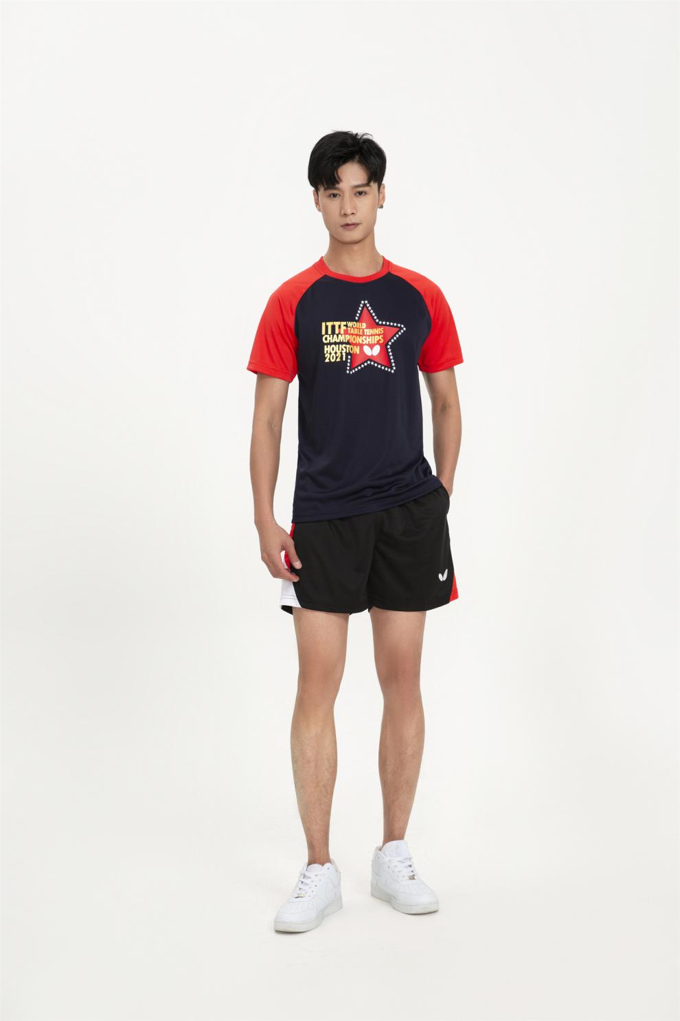 新款蝴蝶乒乓球服运动服男女款套装夏装短袖团购比赛红色上衣s
