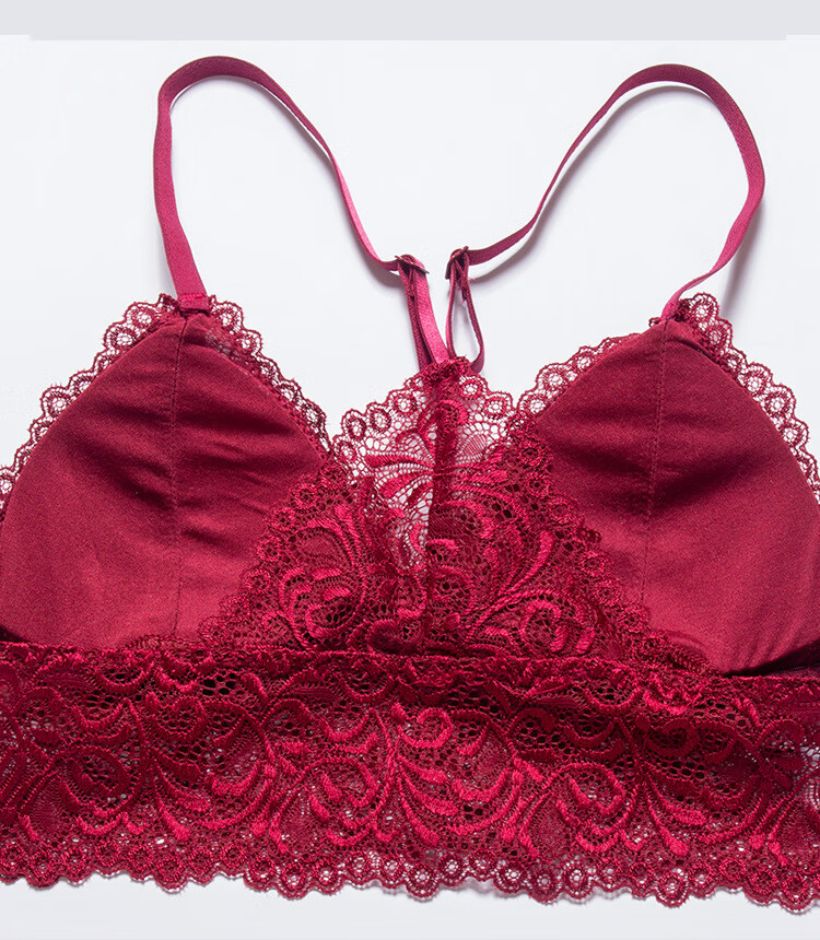 娆蝶真丝内衣抹胸女士桑蚕丝法式三角杯蕾丝花边装饰性感时尚美背文胸