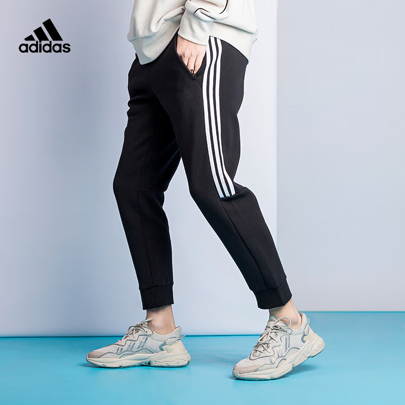 adidas阿迪达斯男裤夏季薄款运动裤休闲透气时尚舒适三条纹经典长裤子