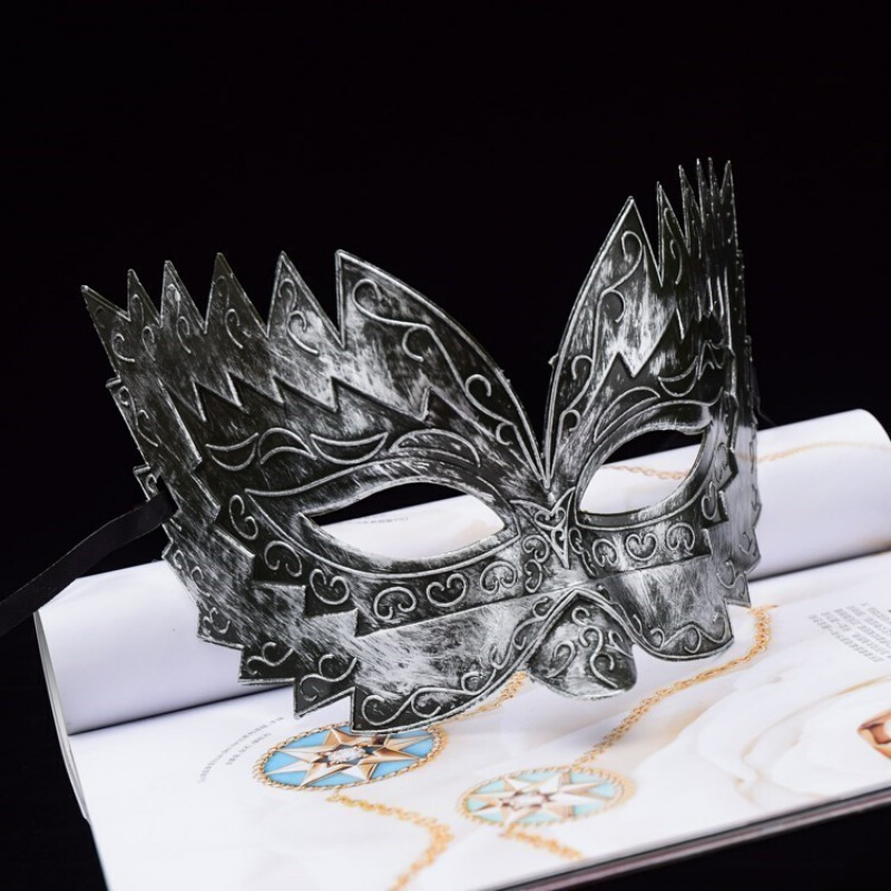 王子中国面具成人面街舞酷炫风秘复古半脸古风脸帅气爵假半 男爵银色