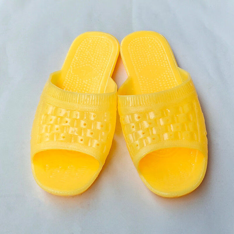牛筋黄生胶拖鞋男浴室洗澡男凉鞋夏季塑料耐磨软底居家防滑 黄色 生胶