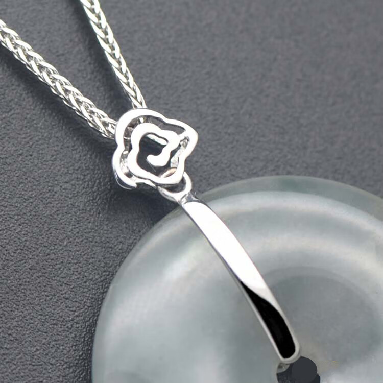 18k金扣头18k金平安扣吊坠扣头祥云设计翡翠子母扣怀古圆环玉坠瓜子扣