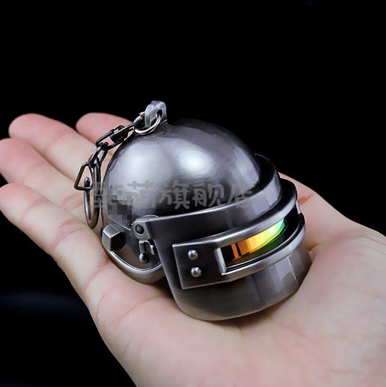 适用于 黄金三级头吃鸡模型 圣诞3级头金属 吃鸡游周边迷彩钥匙扣定制