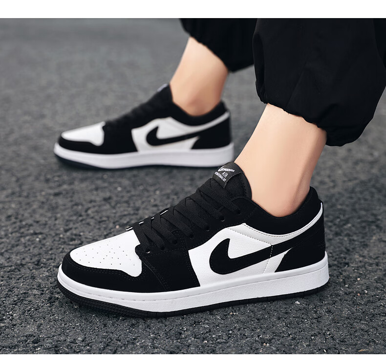 【官方旗舰店】空军一号熊猫低帮透气板鞋男休闲情侣鞋子潮鞋 郭艾伦