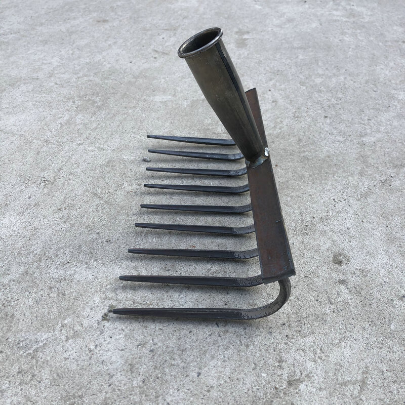 农用工具铁耙子翻地松土平地落叶种菜家用搂草农具钢耙子九齿钉耙头