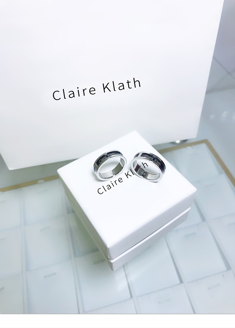 2022新款claireklath小ck黑陶瓷戒指男银ins潮女情侣对戒个性简约礼物