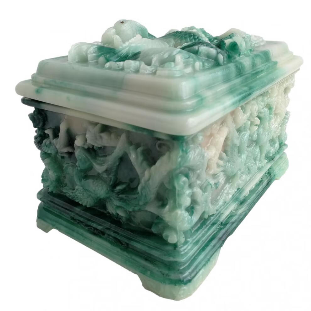 骨灰盒宫殿骨灰盒玉石精雕丧葬用品水晶随葬下葬可爱寿盒女用款双福双
