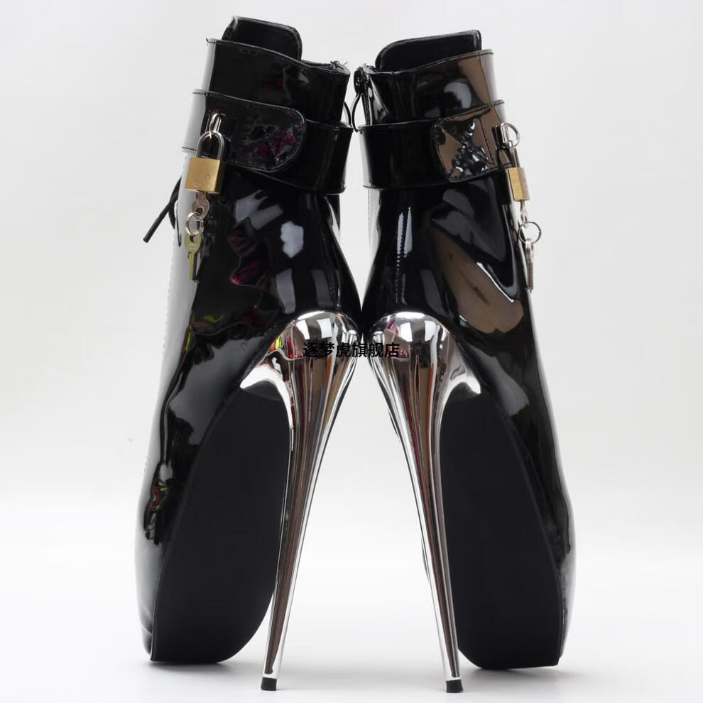 2022新款18厘米细高跟芭蕾高跟鞋女王禁锢系带短靴大码短靴现货款式