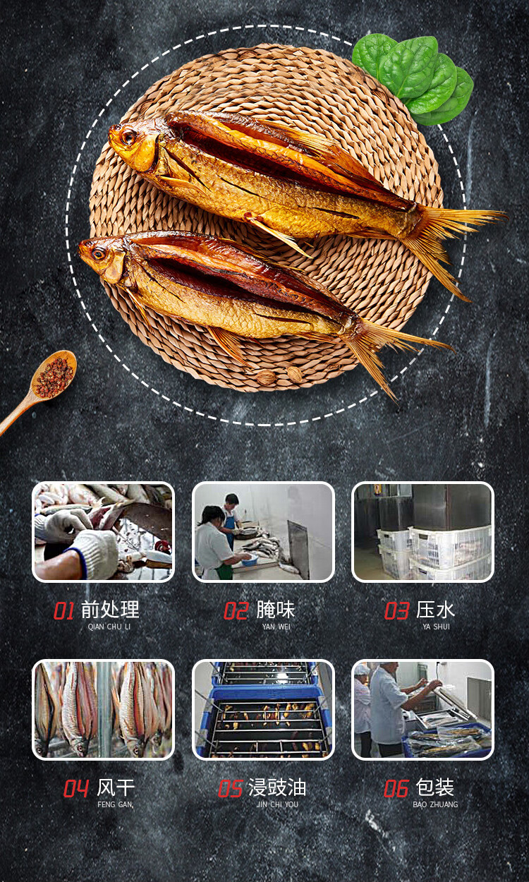 寻味顺德鲮鱼干干货淡水鱼干下饭菜风干腌制广东特产 约450g【2条装】