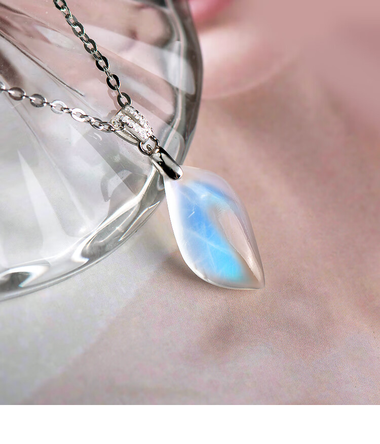 妙聚福珍藏级月光石吊坠女冰种蓝月光彩虹光月亮石项链女友月光石项链