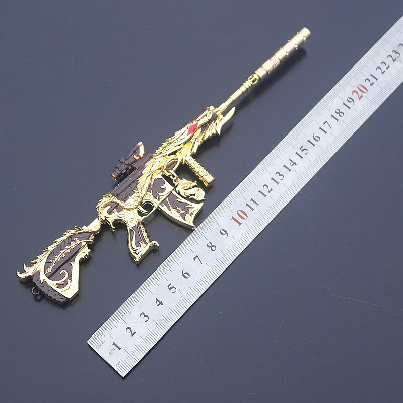 游戏玩具m416五爪金龙皮肤枪金属模型精英小号道具 27厘米红木色98k