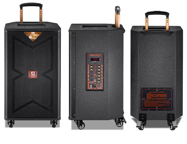 曼龙m-8315大功率重低音户外k歌演出广场舞音响户外移动拉杆音箱听海