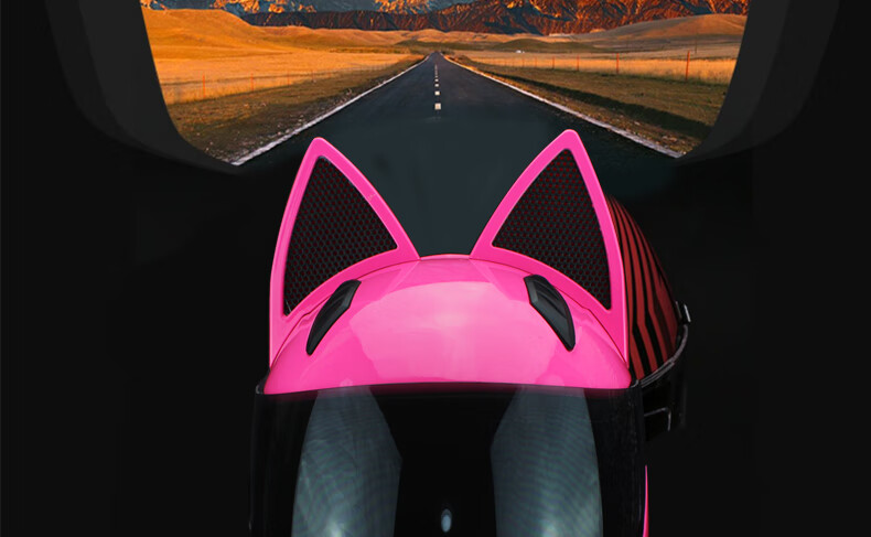 无头骑士异闻录头盔猫兔耳朵摩托车头盔蝴蝶结粉色个性男女士四季通用