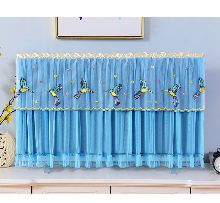 式台式电视防尘套电视罩套蕾丝电视机防尘罩电视套-wzl 百合花//粉色