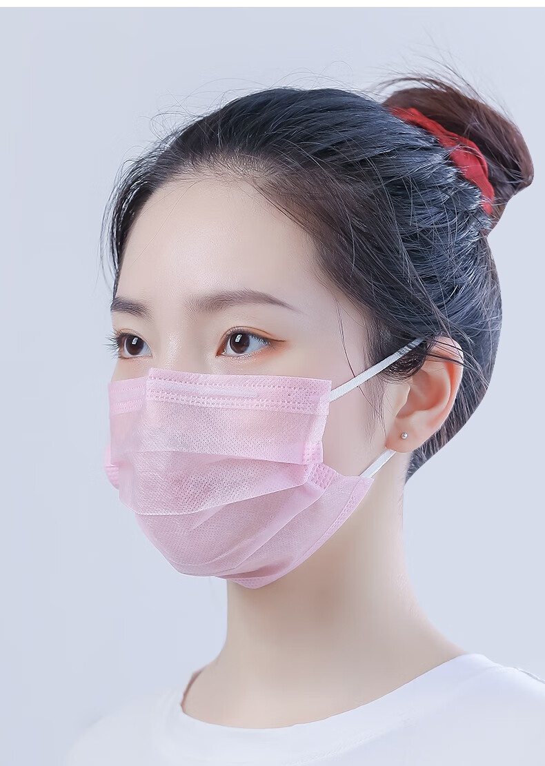 包装夏天不勒耳宽带口罩成人男女升级款不勒耳二层蓝色100只单独包装