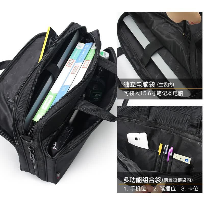 Yajie Business briefcase, men's canvas laptop bag, large capacity Oxford documents, business office work, crossbody for business trips, black enlarged size [19 inches], length 49* height 36* thickness 20cm thumbnail 8