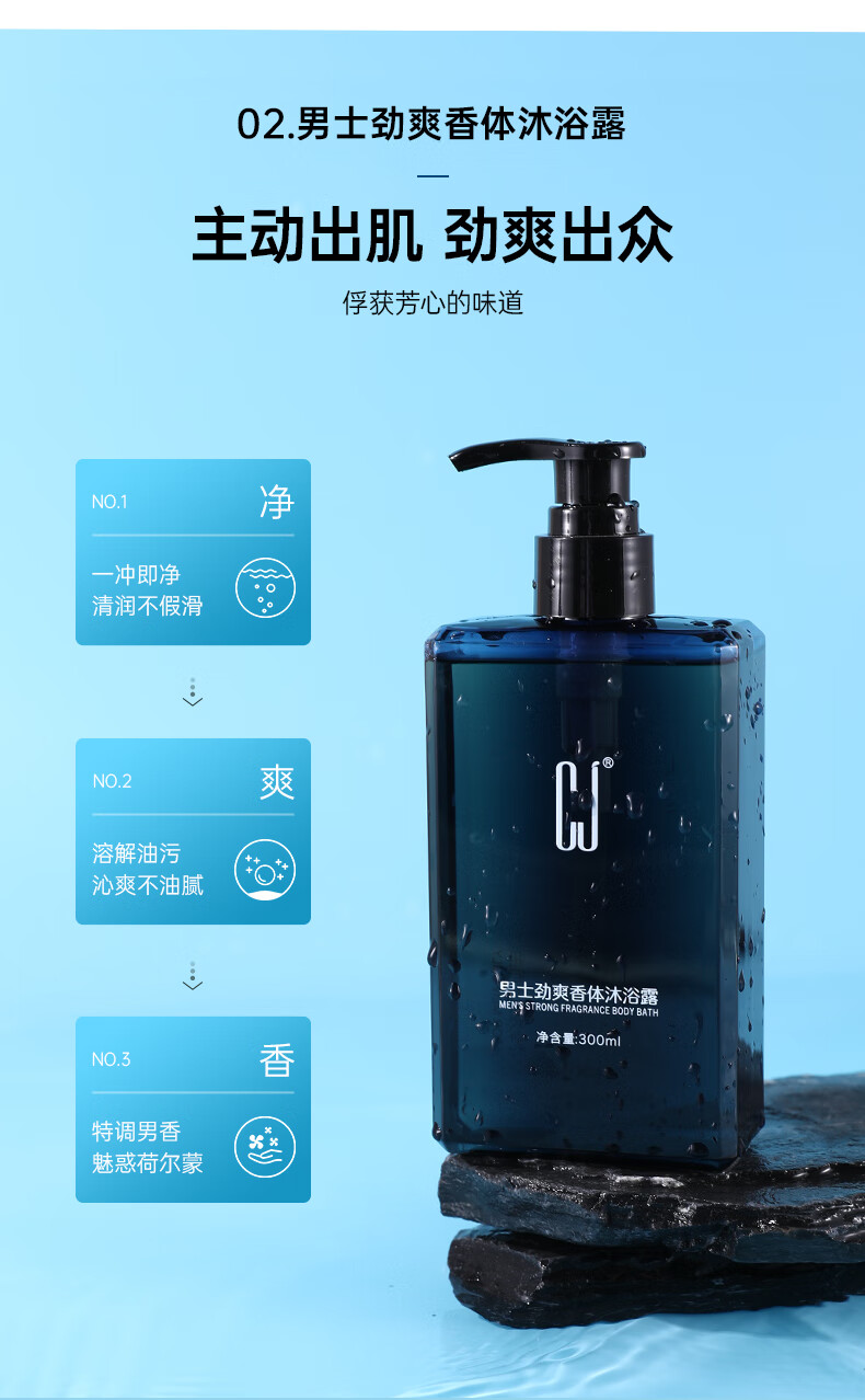 cj洗发水套装cj【男士洗发水 沐浴露套装】洗头发去屑止痒控油清爽8
