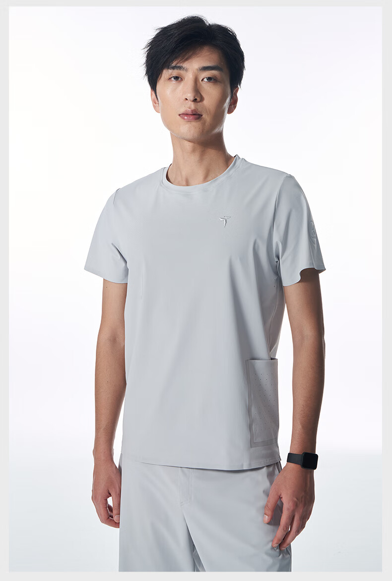 tittallon体拓运动短袖t恤男 户外夏季修身防晒快干冰感速干衣 黑色 m