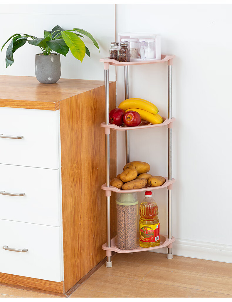 厨房置物架落地多层塑料落地式卫生间三角形墙角放菜蔬菜收纳架子大四