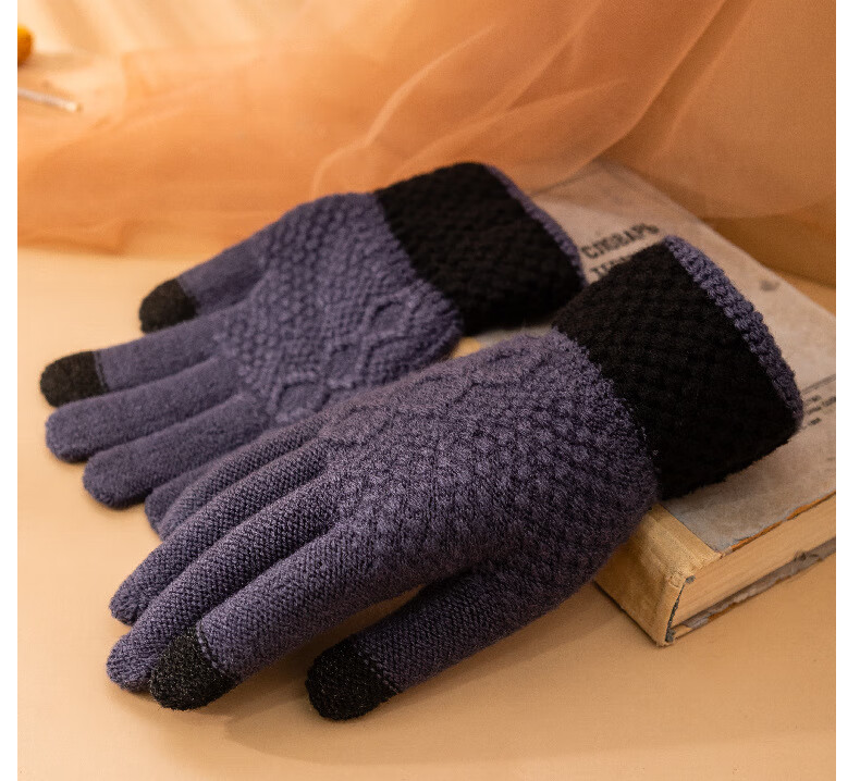 青少年中学生手套男冬天加厚保暖棉手套针织毛线男女士冬季加绒骑行