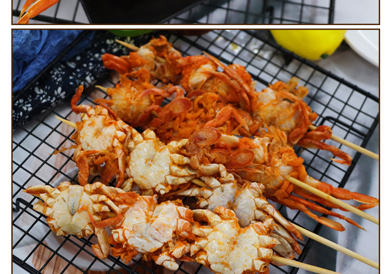 香辣螃蟹串蟹块蟹排串商用户外烧烤油炸冷冻半成品食材10串一包