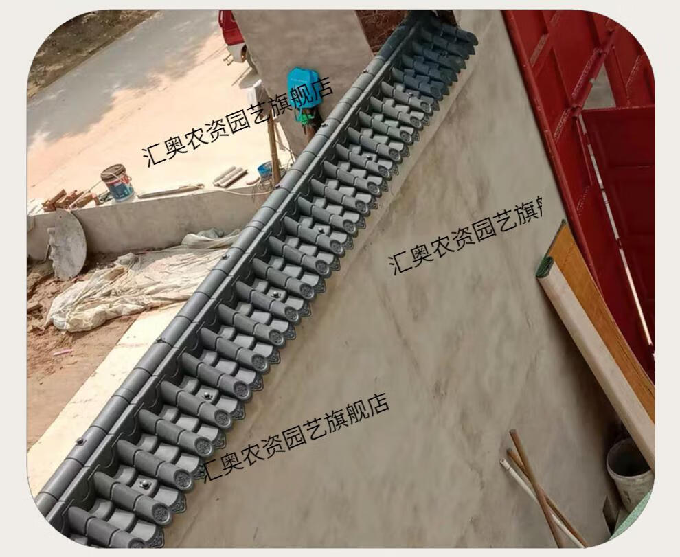 一体仿古瓦树脂瓦片屋顶屋檐装饰塑料树脂瓦古建门头围墙瓦汇奥深灰色