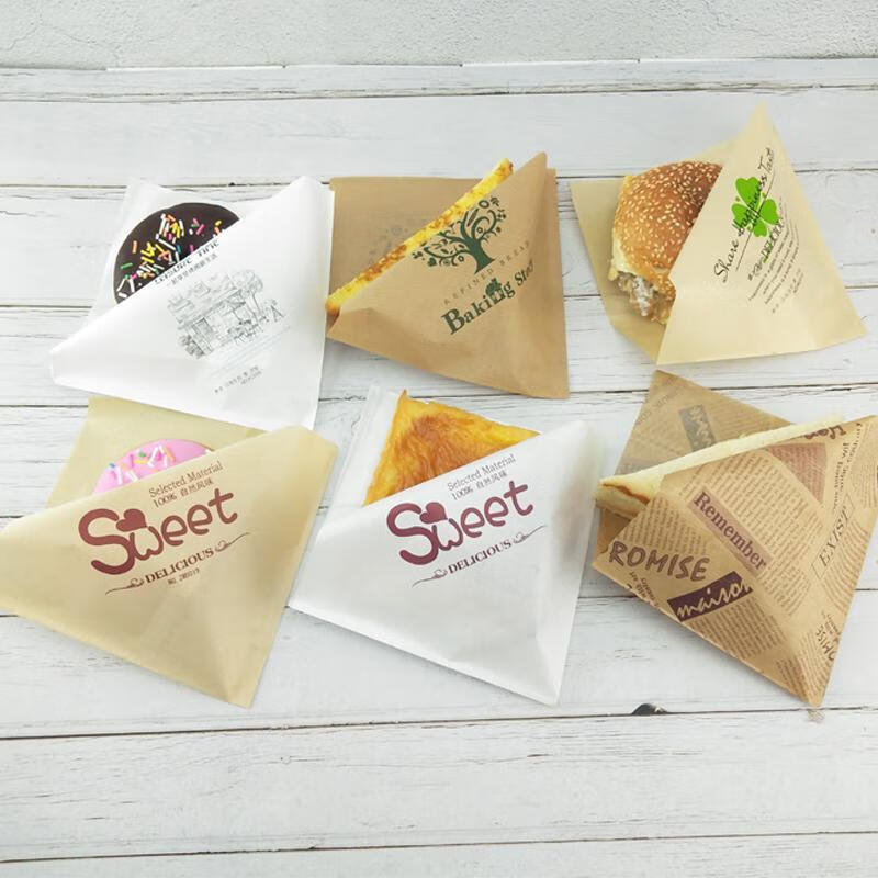 三明治包装纸食品防油纸袋三角袋三明治汉堡甜甜圈面包牛皮纸包装袋