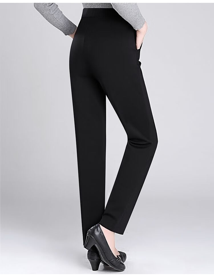 休闲裤女秋季新款中老年女裤秋妈妈裤子女士休闲长裤直筒高腰弹力冬加