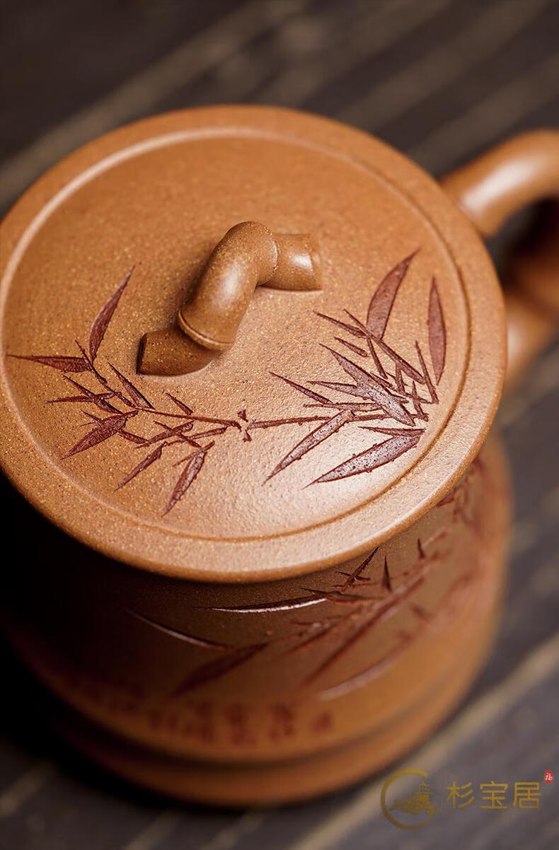 泡茶杯子大气茶具大容量带盖男士毛方荣 节节高升时尚重器宜兴紫砂杯