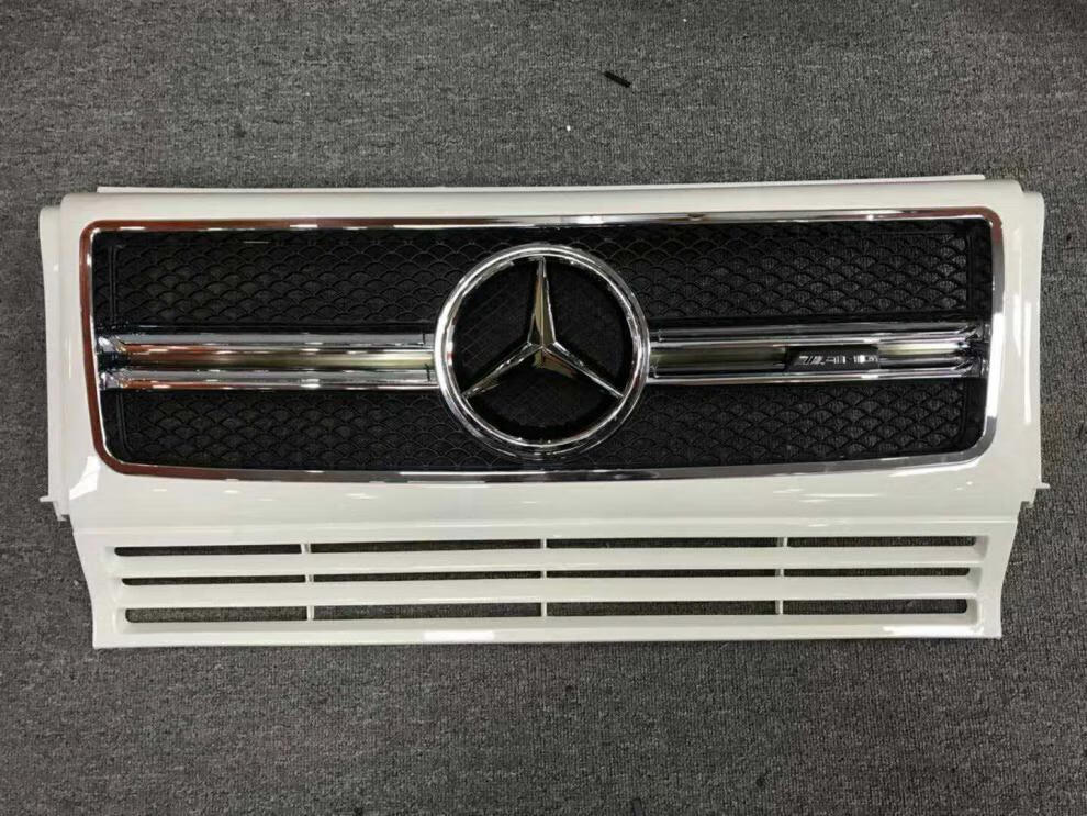 适用奔驰g级 g55/g500/g350g63改装竖条gt中网amg中网标镜面标定制款
