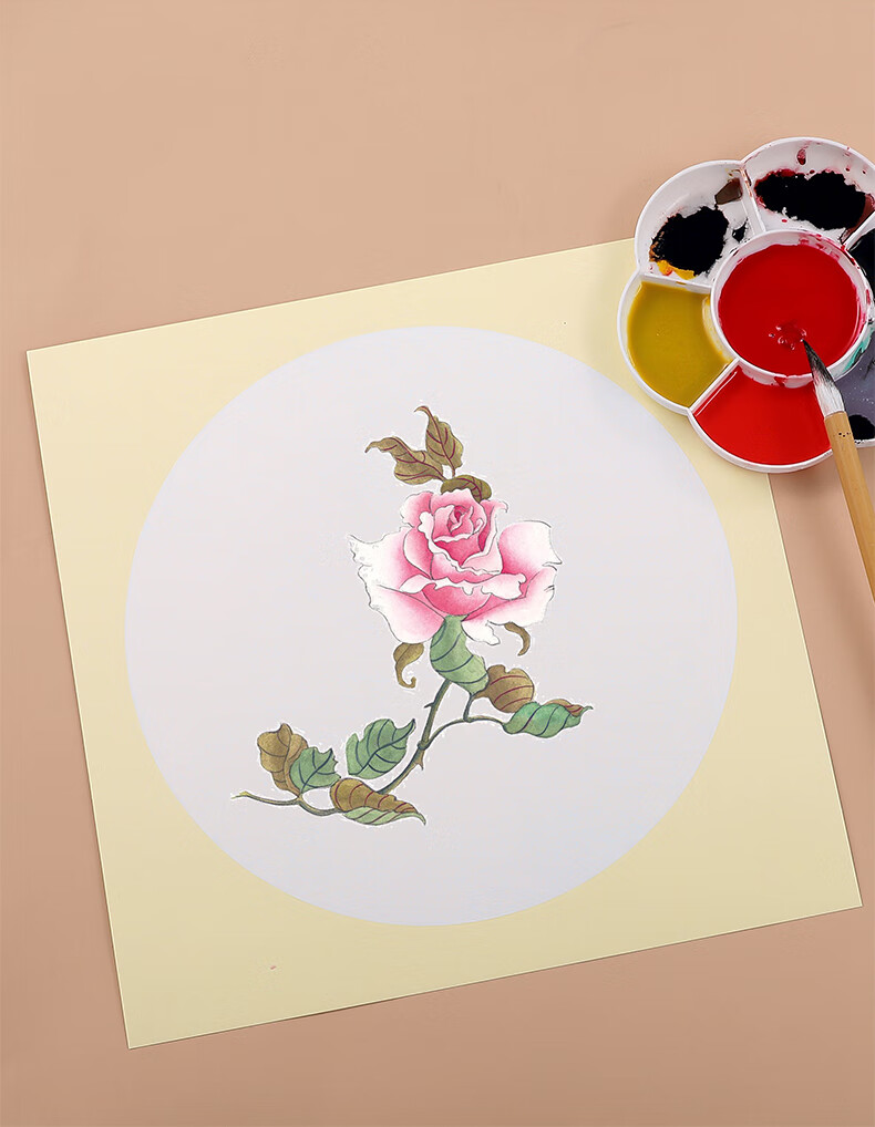 趴迪熊加厚宣纸卡纸国画书法作品纸空白生宣软卡圆形镜片扇面工笔画熟