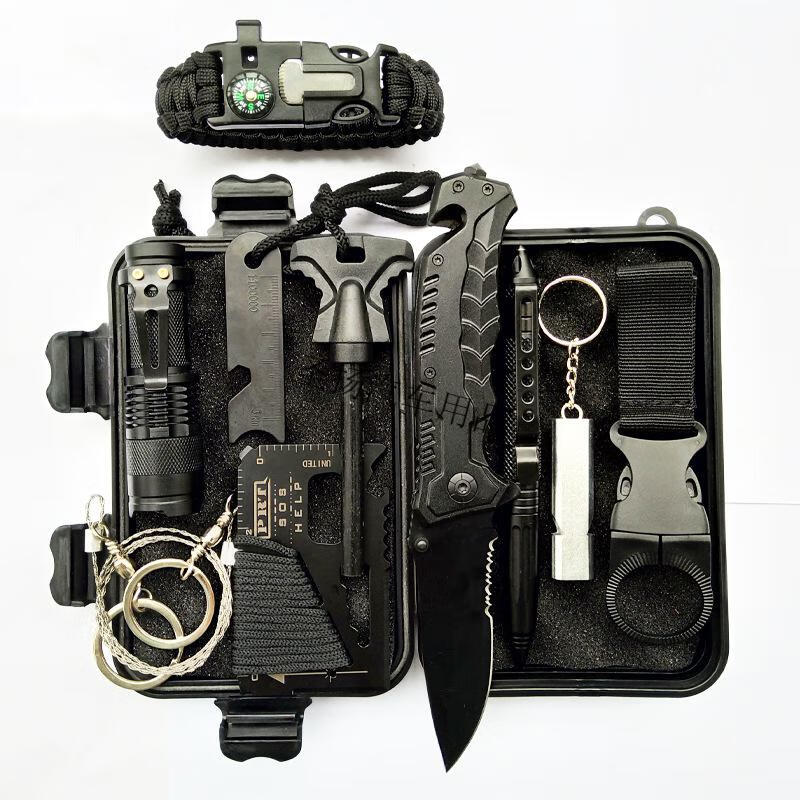 d贝爷同款荒野求生装备生存套求生火野外镁棒打火石探险sos工具黑色