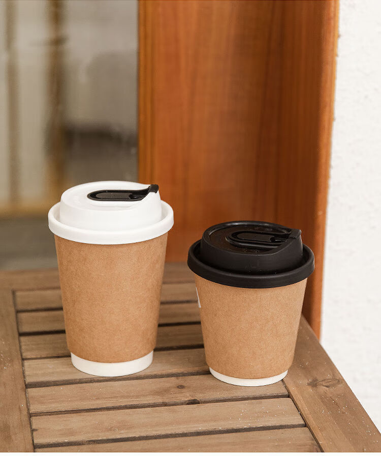 一次性咖啡杯带盖杯子320ml奶茶杯ins风网红加厚隔热冰美式热饮外卖杯