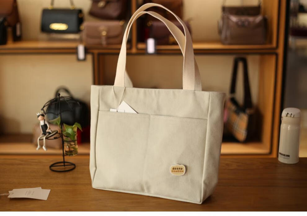 潮牌帆布包女单肩手提包袋学生书包电脑包文艺布包妈咪上班通勤大容量