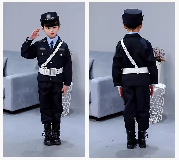 儿童服察服装官衣服男童角色扮演小交交通服装 小警察反光马甲八件套