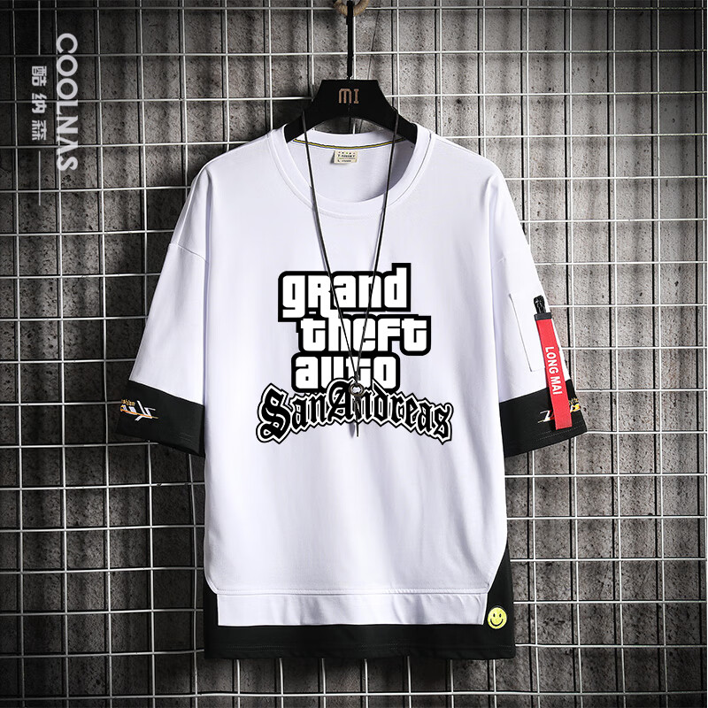 【国庆嗨购】6015gta侠盗车手5短袖t恤男青少年半袖t恤衫拼接衣服
