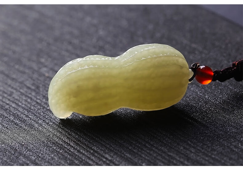 万境和田玉黄口料花生吊坠男女款玉石玉坠玉佩带证吉祥如意七夕情人节