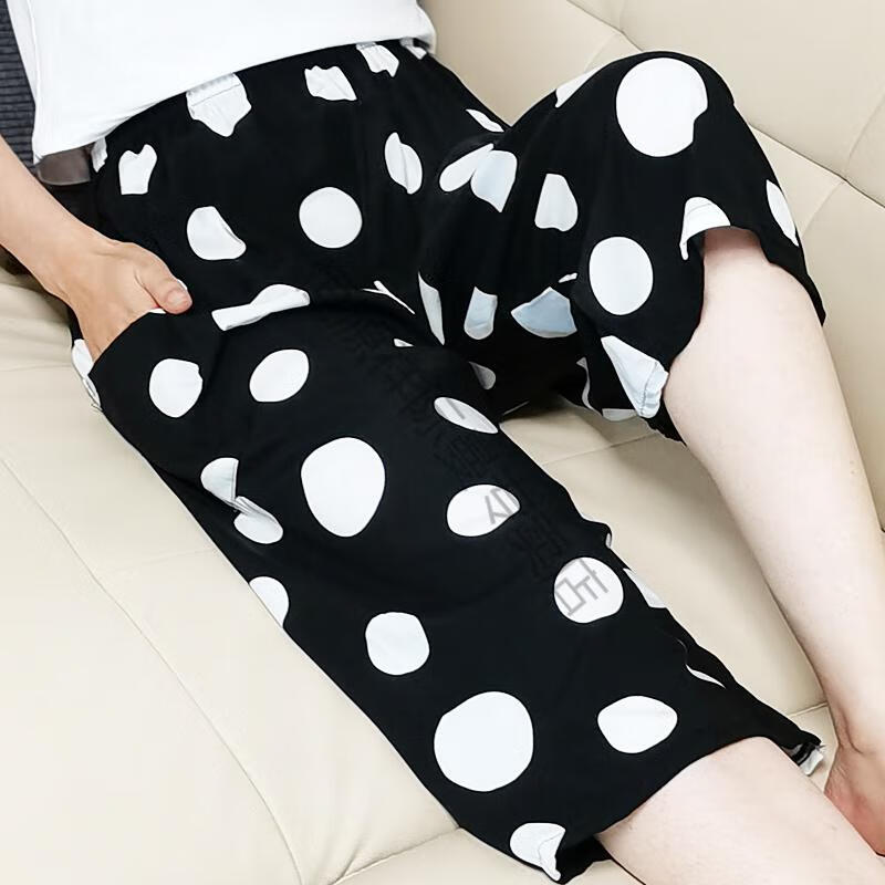 恒源祥花裤子女夏天穿夏凉女士短裤绵绸棉质裤子宽松薄款白兰花七分库