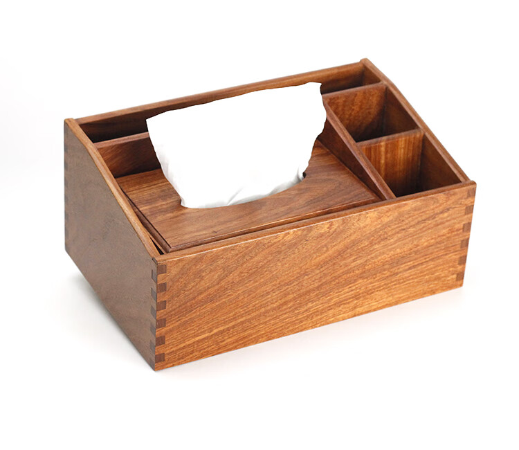 璟馆抽纸盒多功能榫卯木制餐纸盒家用纸巾盒客厅木多用遥控器收纳盒