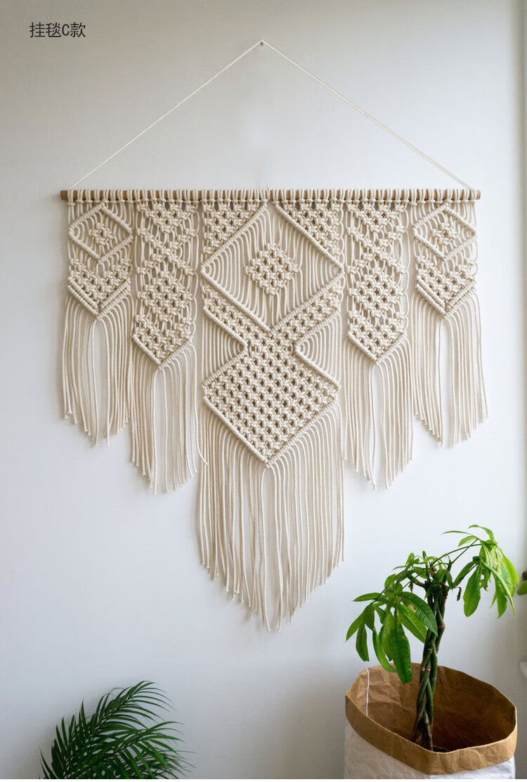波西米亚挂毯北欧流苏挂毯手工编织民宿装饰床头玄关艺术挂饰波西米亚