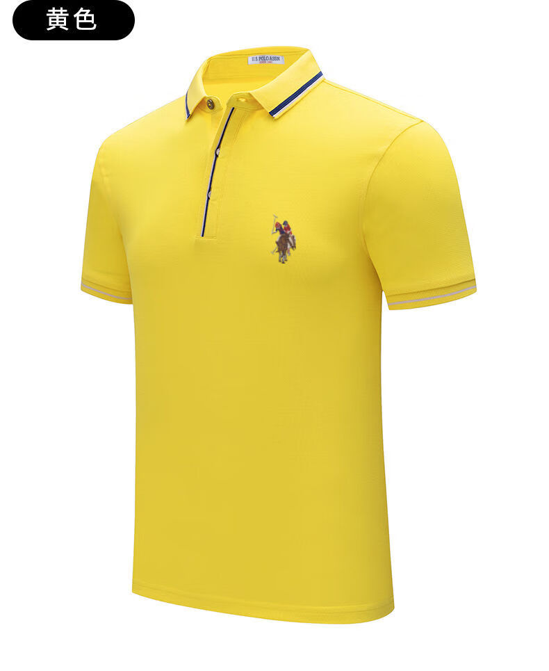 保罗贵族polo衫男装短袖夏季新款翻领中中年沙滩男装潮黑色m