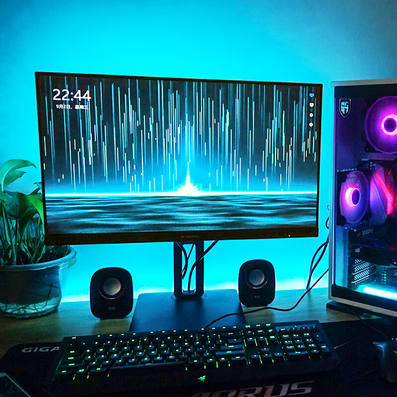 5v自粘电脑桌显示器usb氛围灯条声控拾音节奏rgb七彩变色幻彩灯带usb