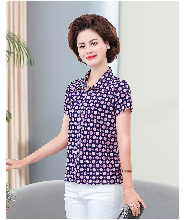中老年人夏季女款带领半袖老奶奶半袖衫老太太穿的半截袖肥婆妈妈夏天